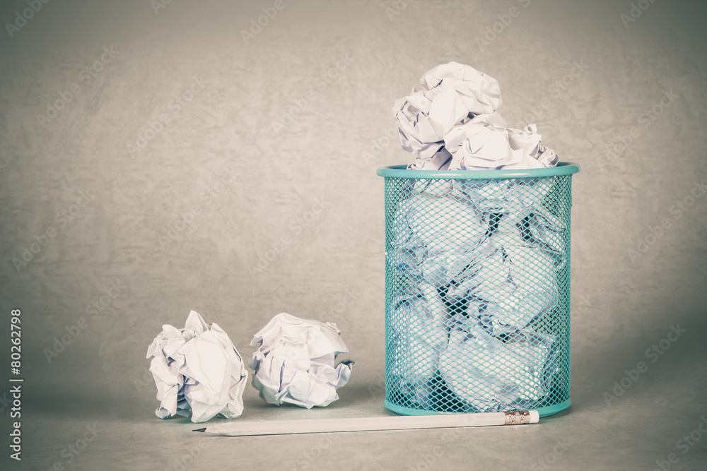 retro and vintage style of crumpled paper waste idea