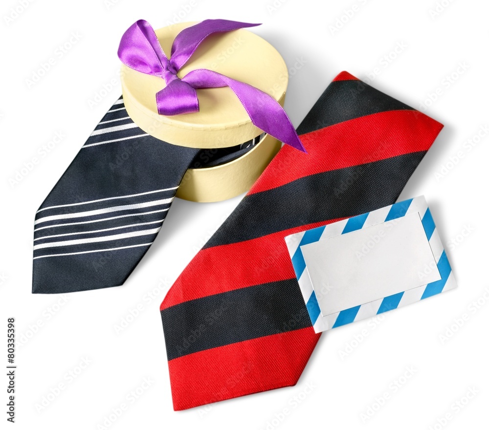 Day. Happy Fathers Day tag with neckties