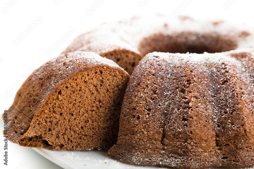 Cake. Freshly baked Chocolate cake in a baking pan