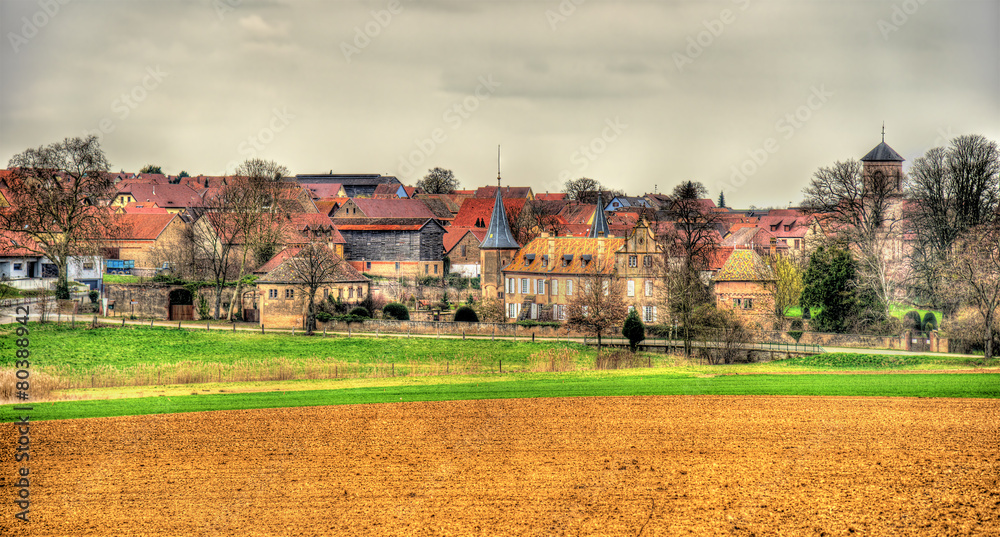 View of Osthoffen, a small town in Alsace - France