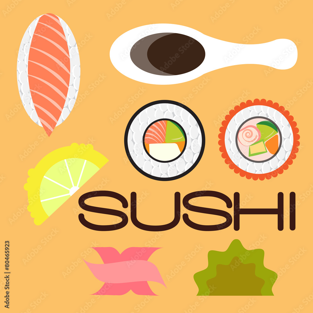 Sushi set flat disign