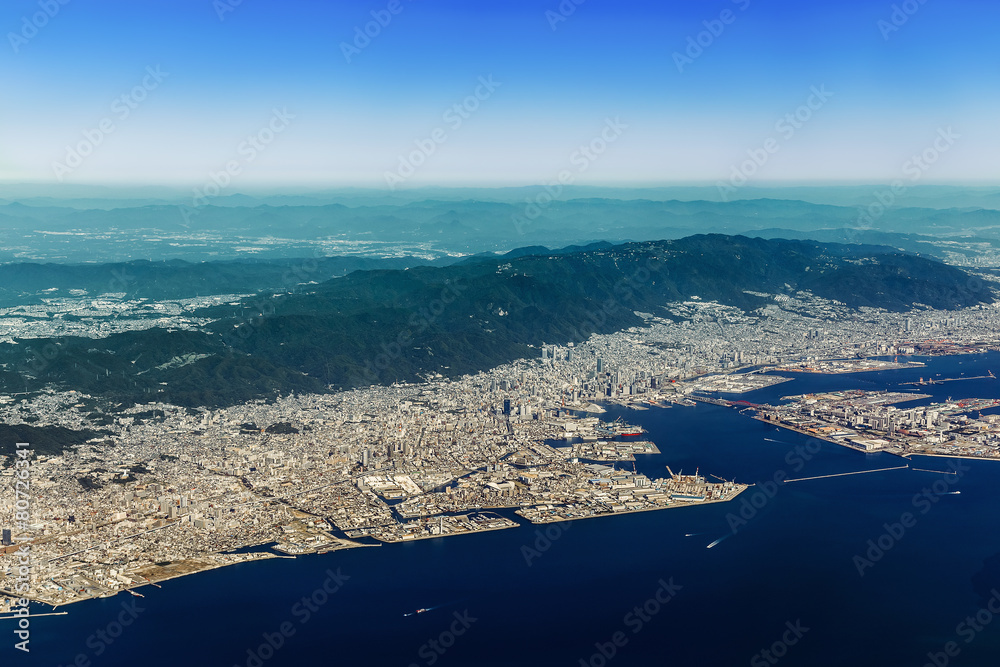 Aerial view of the Port of Kobe in Japan