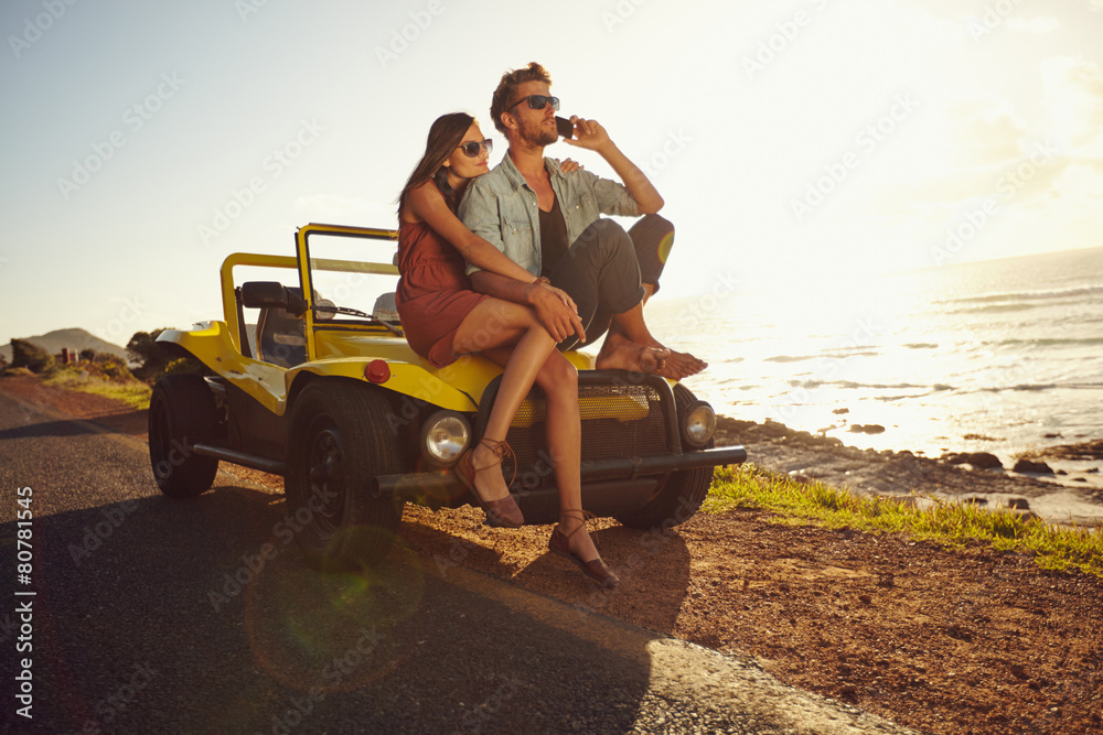 Couple on holiday on a sunny summers day