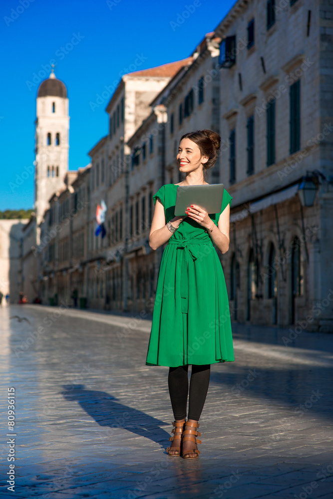 Woman traveling in Dubrovnik city