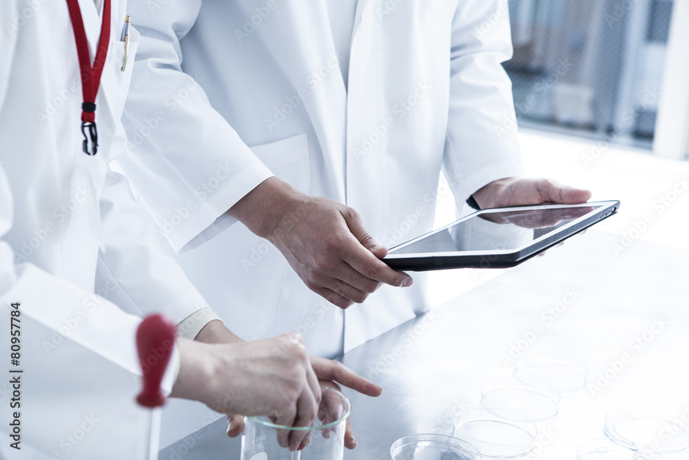 Researcher wearing a white coat