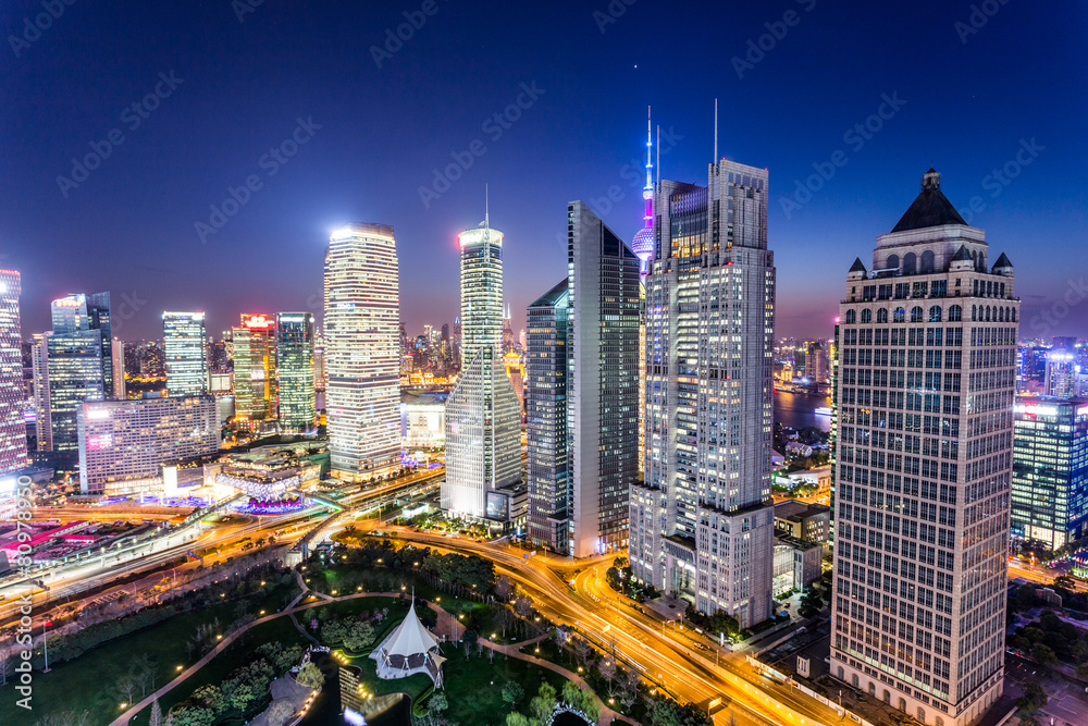 skyline,skyscrapers in modern city night