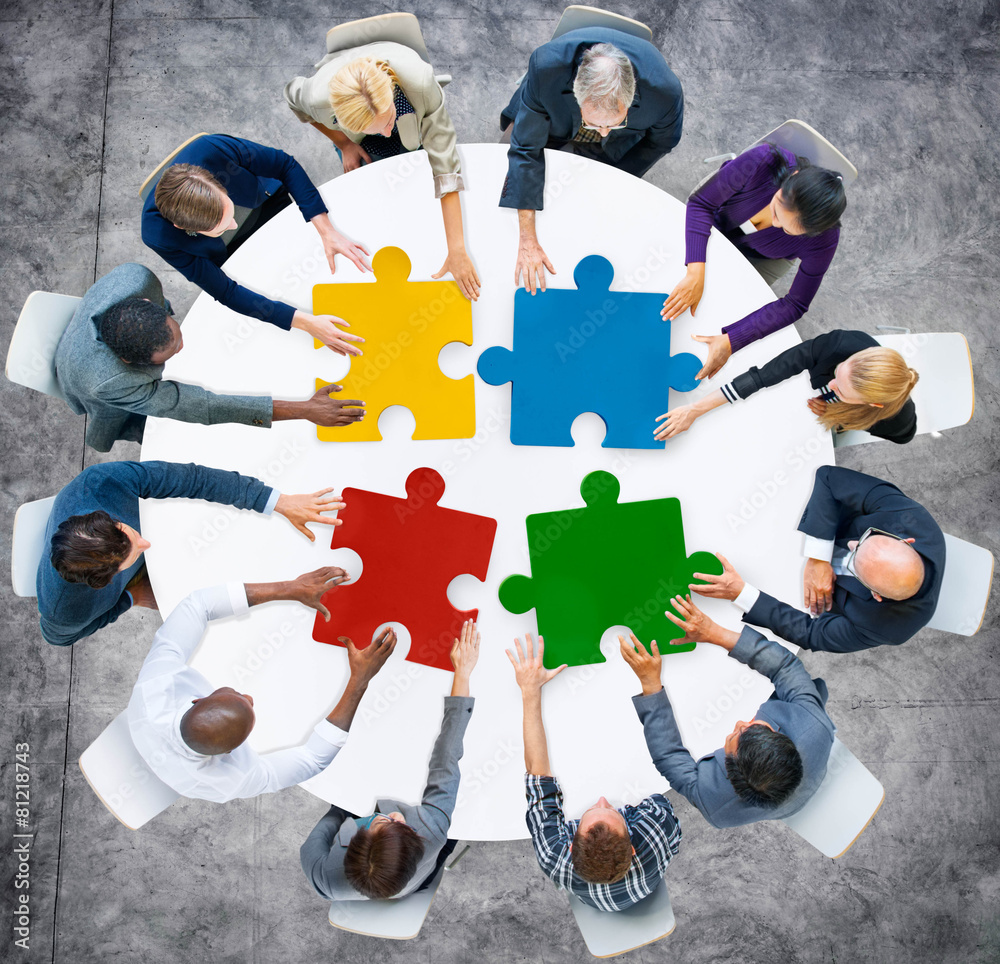 Business People Jigsaw Puzzle Collaboration Team Concept