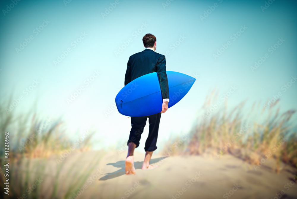 Businessman Surf Corporate Holiday Vacation Concept