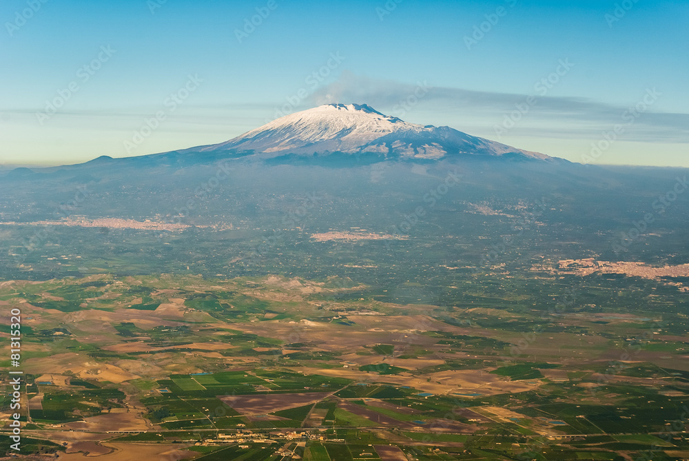 埃特纳火山鸟瞰图