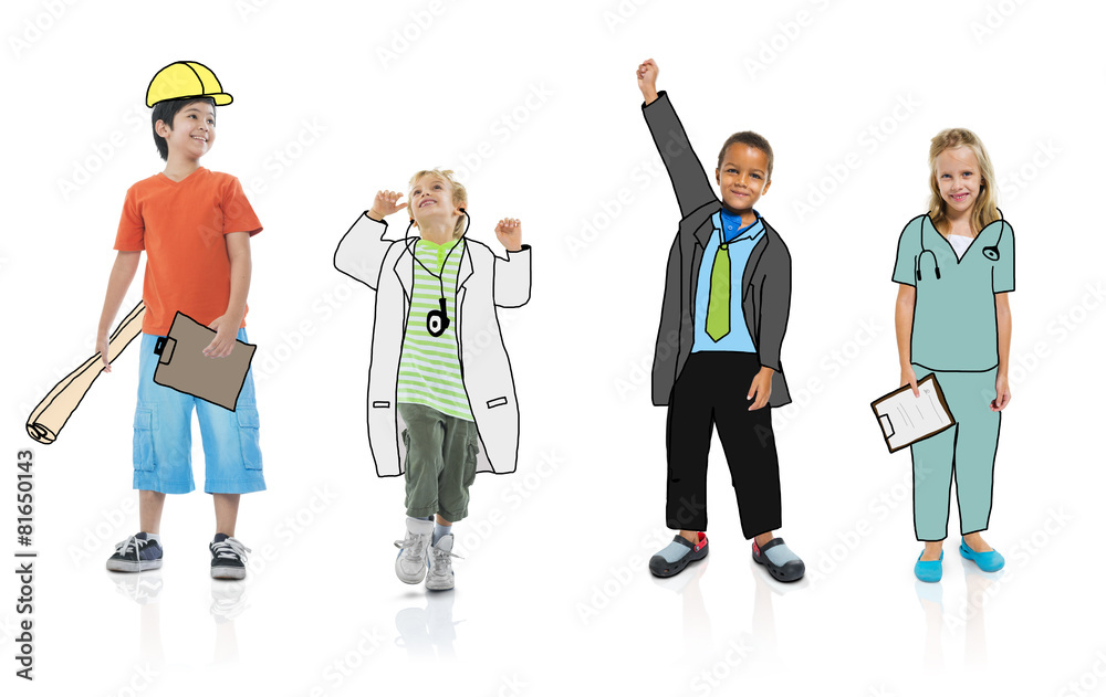 Group Children Dreams Job Uniform Concept