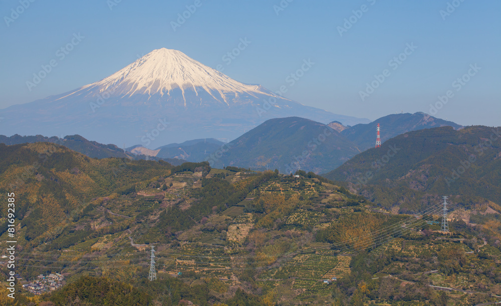 石冈县春天的富士山