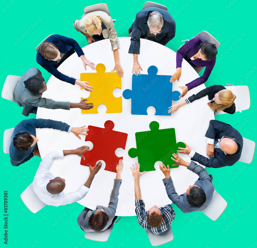 Business People Jigsaw Puzzle Collaboration Team Concept