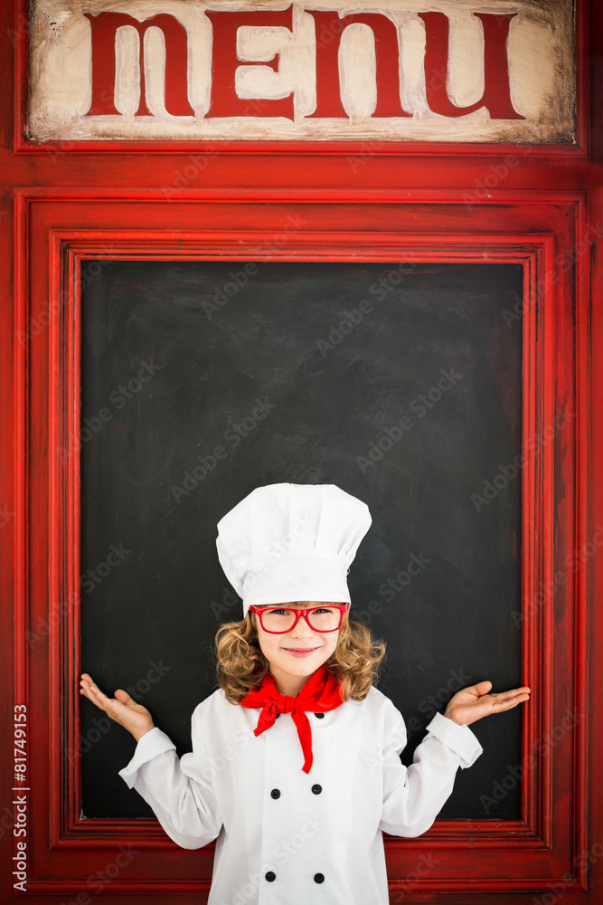 Child chef cook. Restaurant business concept