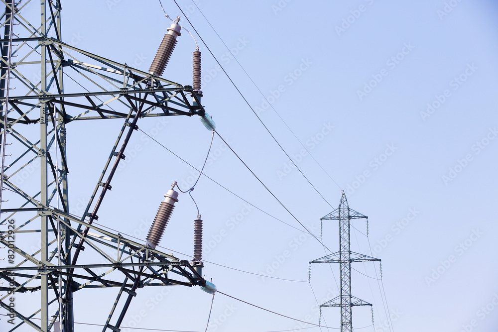 Electrical insulators on high voltage pylon