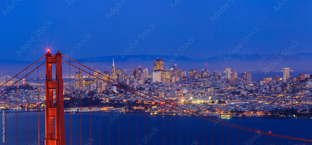 Golden Gate Bridge and downtown San Francisco