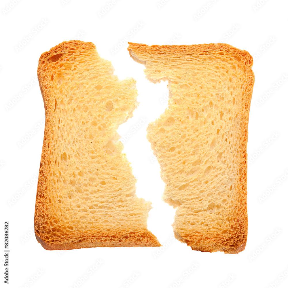 Toasted bread slice cracked