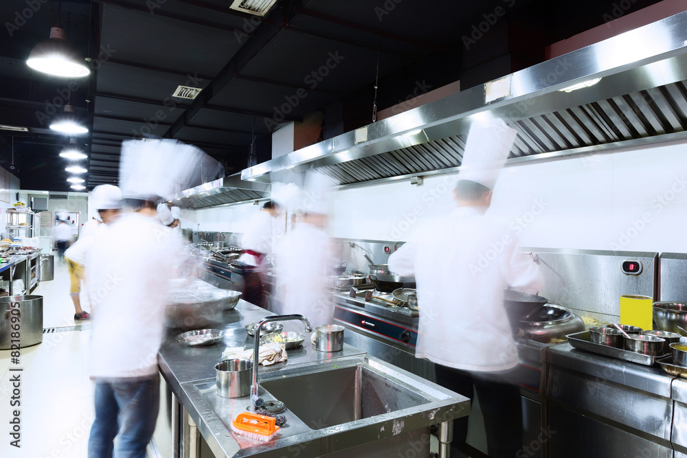 modern kitchen and busy chefs