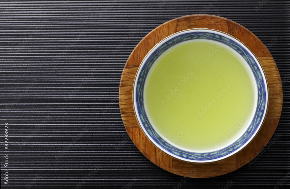 Japanese green tea in porcelain cup　