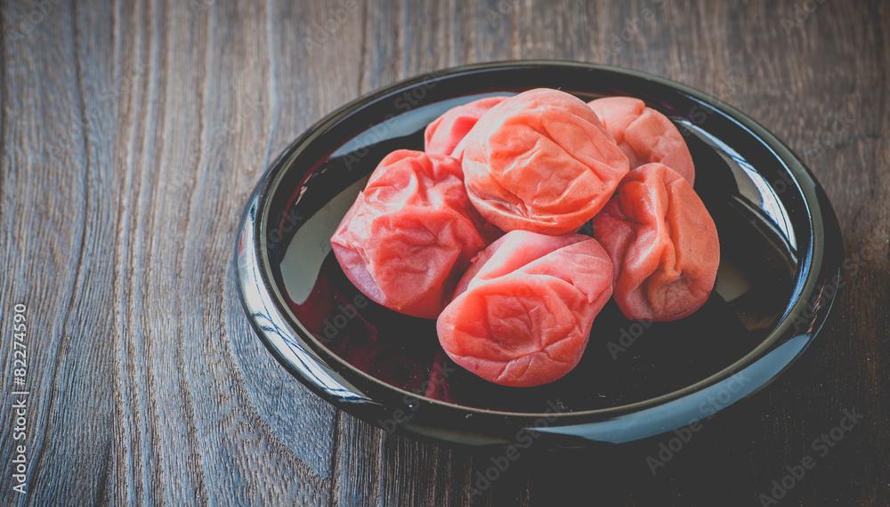 Umeboshi , Japanese traditonal food salt plums or pickled plums