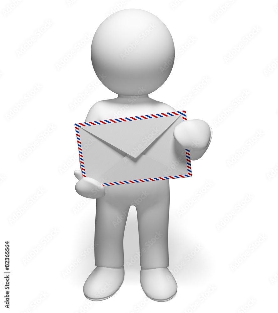 E-Mail. 3D. Human with envelope