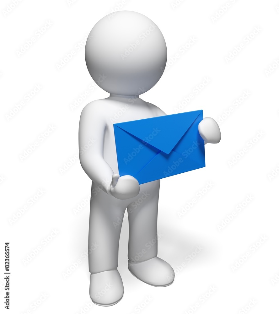 E-Mail. 3D. Human with envelope