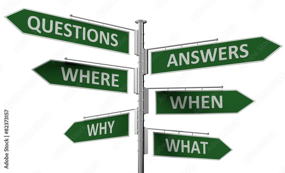 Advice. 3D. Questions and Answers signpost