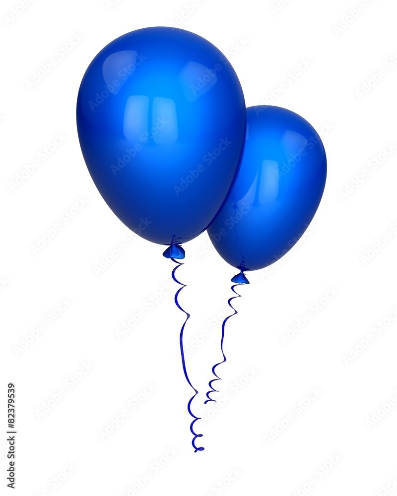 Balloon. 3D. Two Blue Balloons