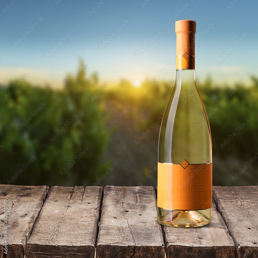 Wine. Bottle of red wine (clipping path included)