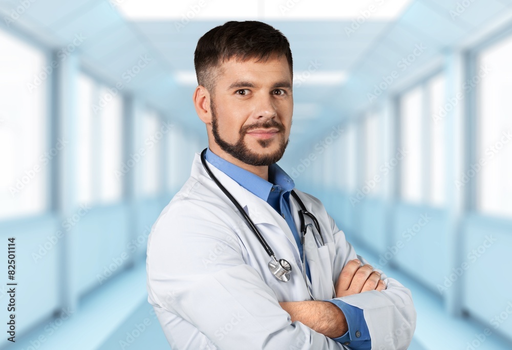 Background. Handsome doctor portrait