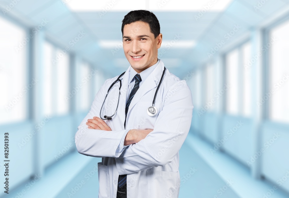 Doctor. Senior doctor on white background