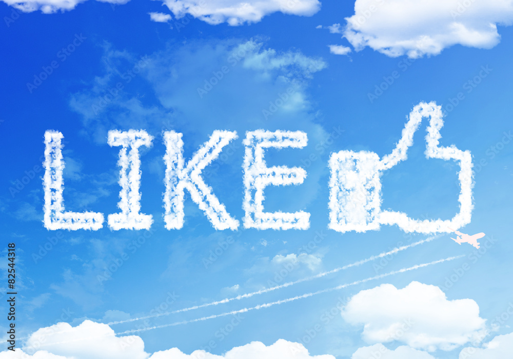 Cloud word : LIKE on the sky.