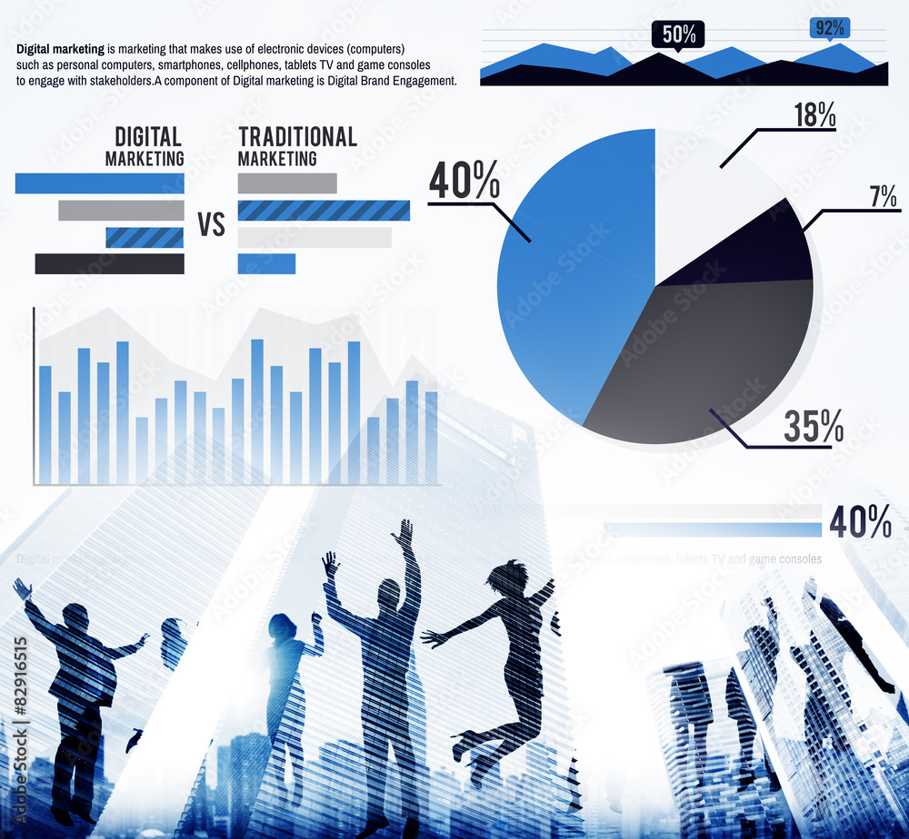 Digital Marketing Graph Statistics Finance Market Concept