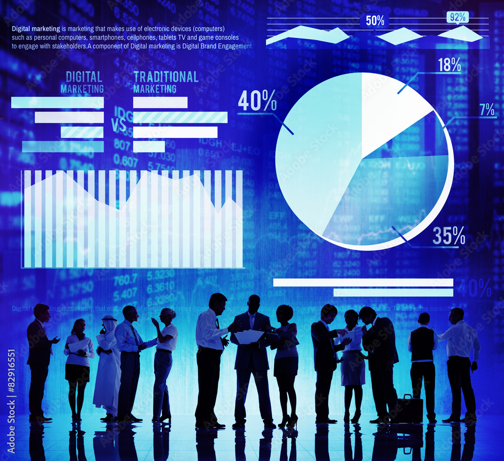 数字营销图表统计金融市场概念