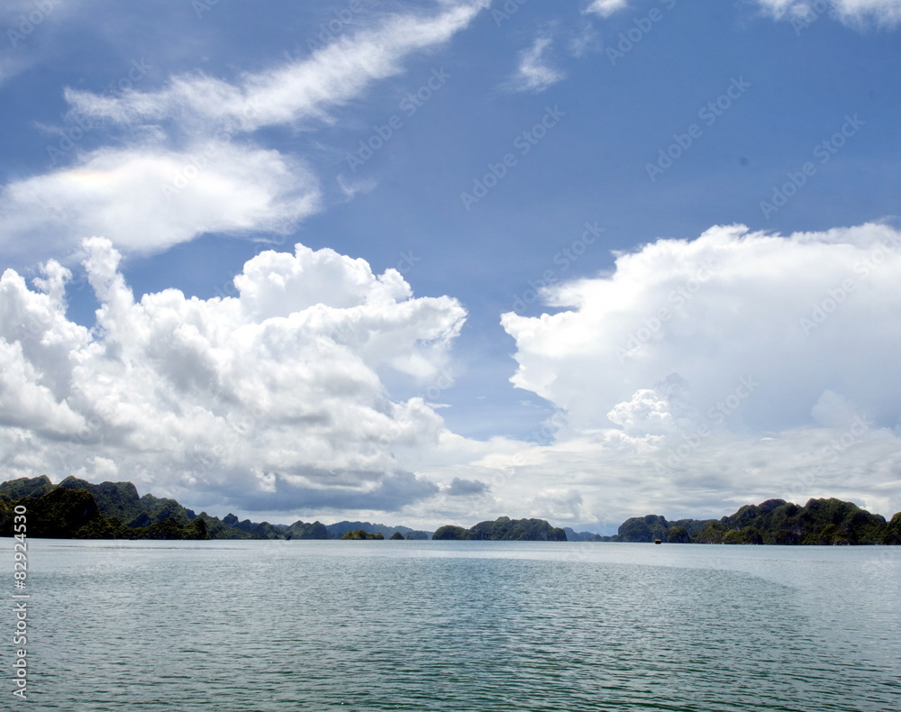 越南下龙湾美丽海湾的云景