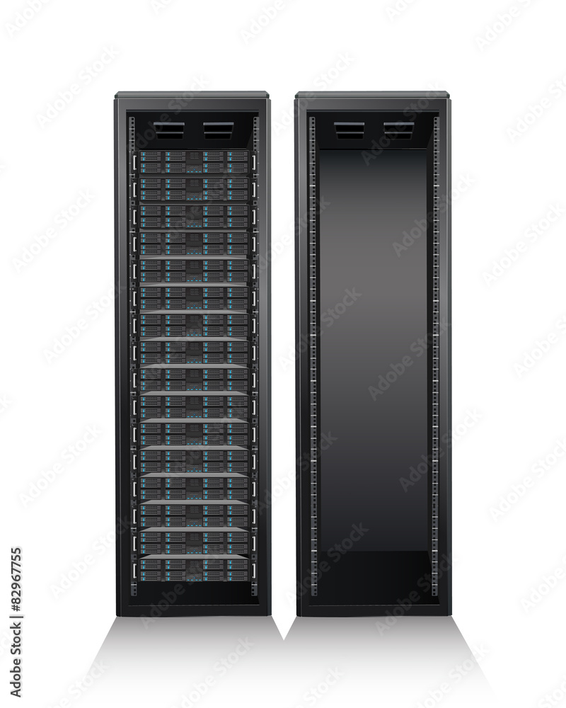 Server tower on white background