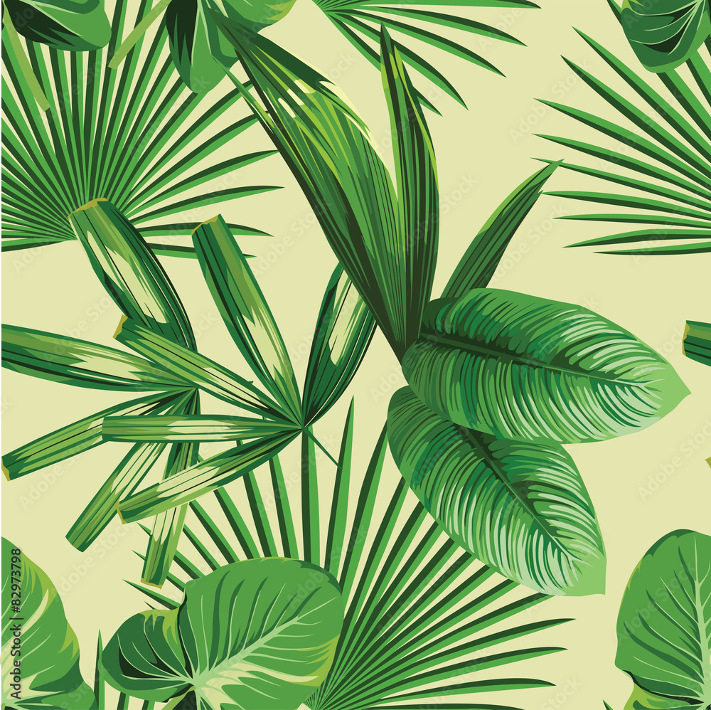 tropical  palm leaves seamless background