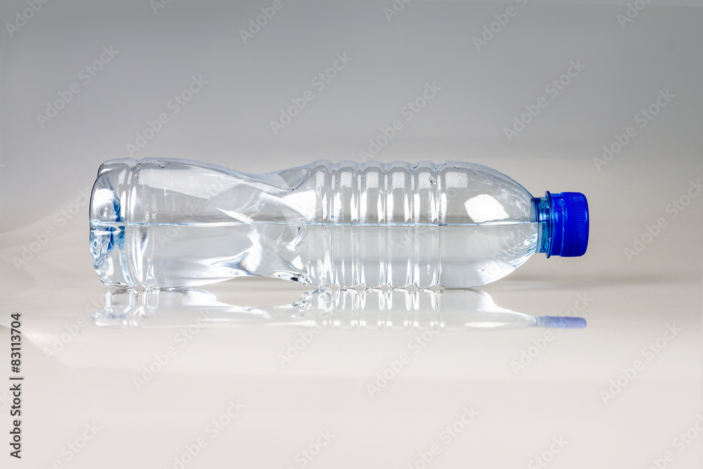 fresh drink water bottle horizontal placed on white background