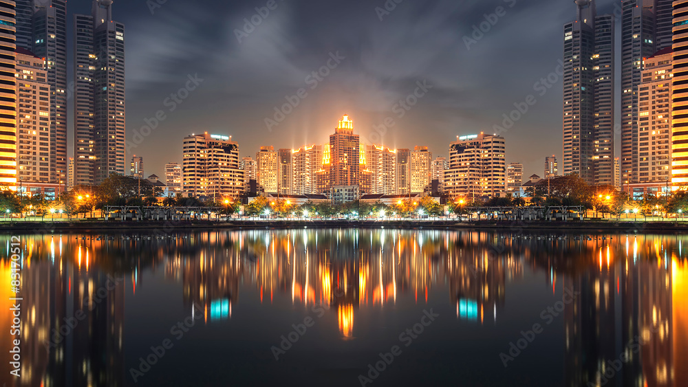 city reflection bangkok downtown