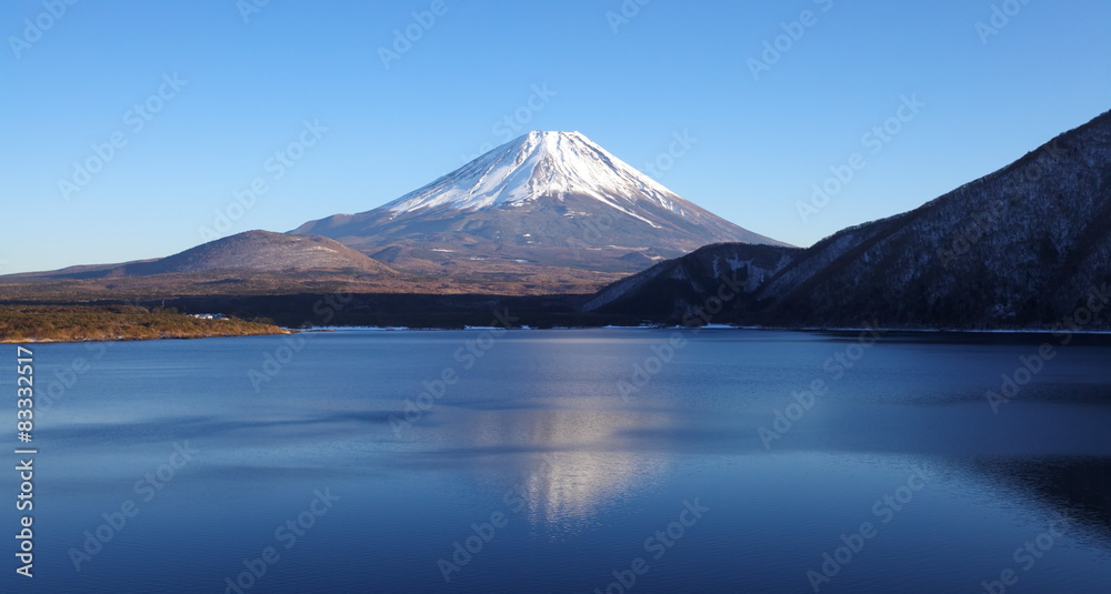 春季富士山和Motosu湖