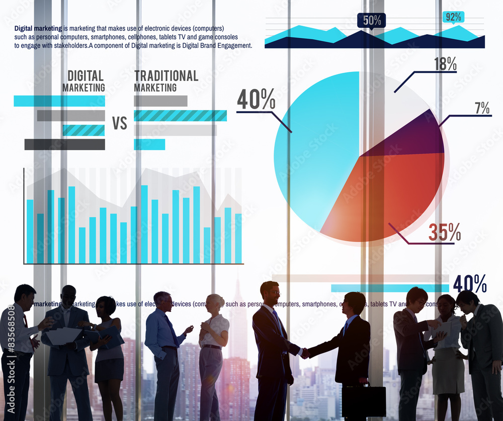 Digital Marketing Graph Statistics Analysis Finance Market Conce