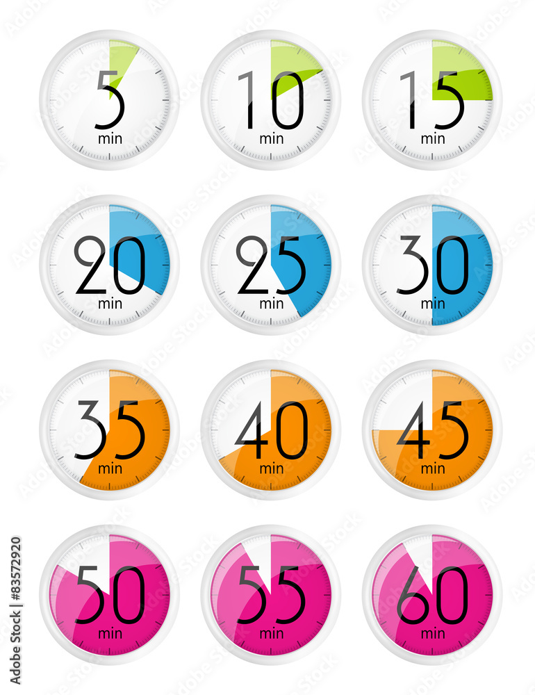 Silver Watch Designation Minutes. Vector Illustration