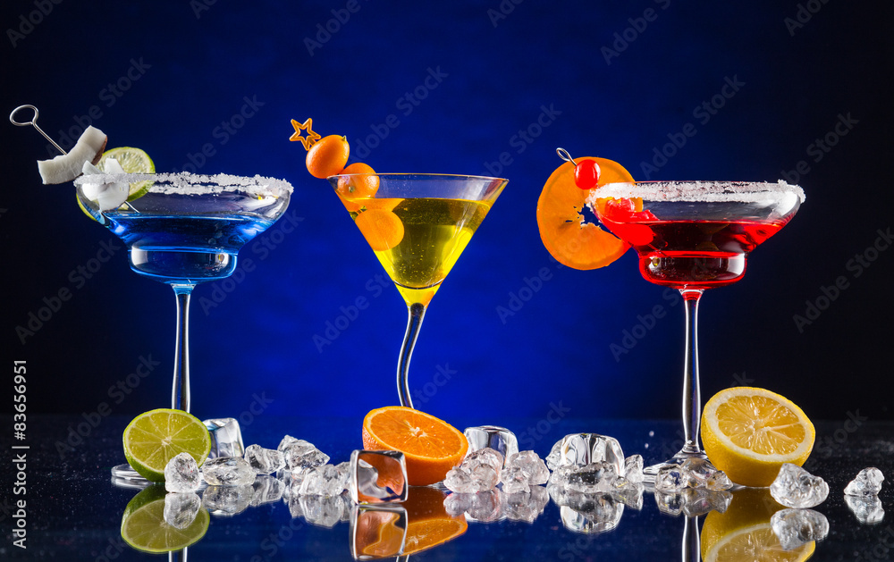 Martini drinks on dark background