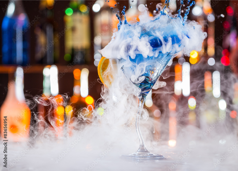 Martini drink served on bar counter