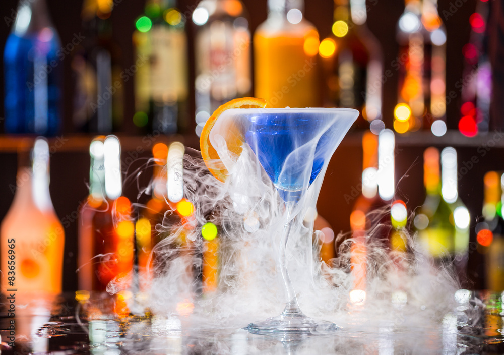 Martini drink served on bar counter