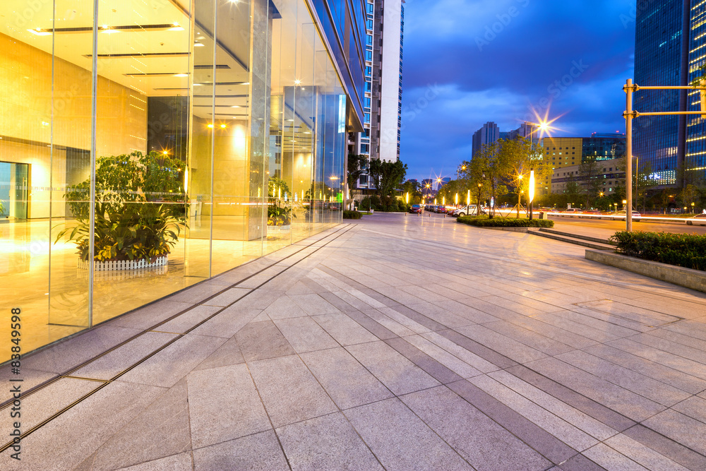 Empty floor near modern building