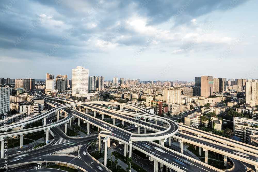 skyline and elevated roads