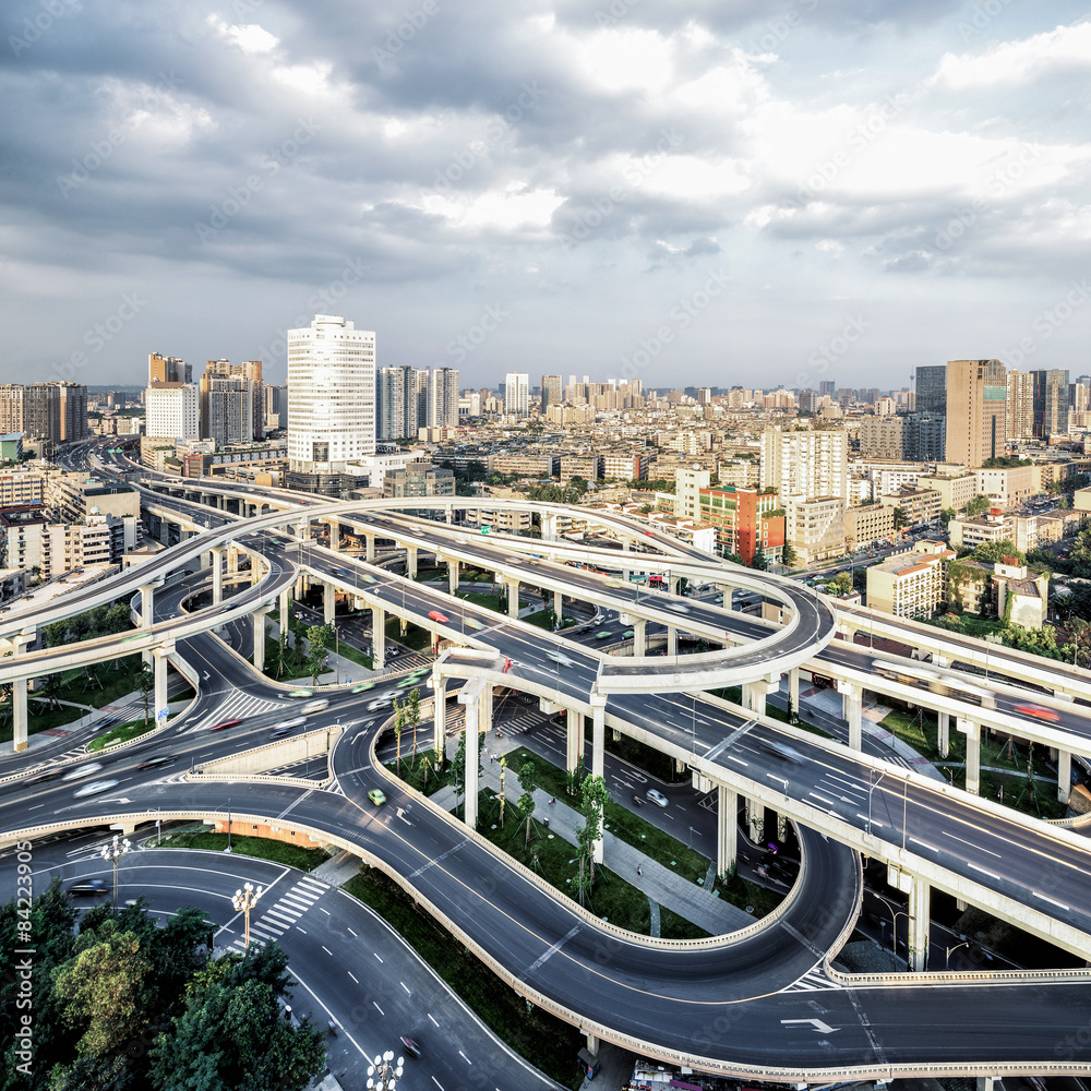 skyline and elevated roads