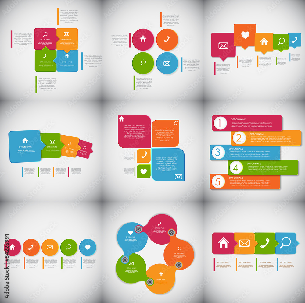 Collection of Infographic Templates for Business Vector Illustra