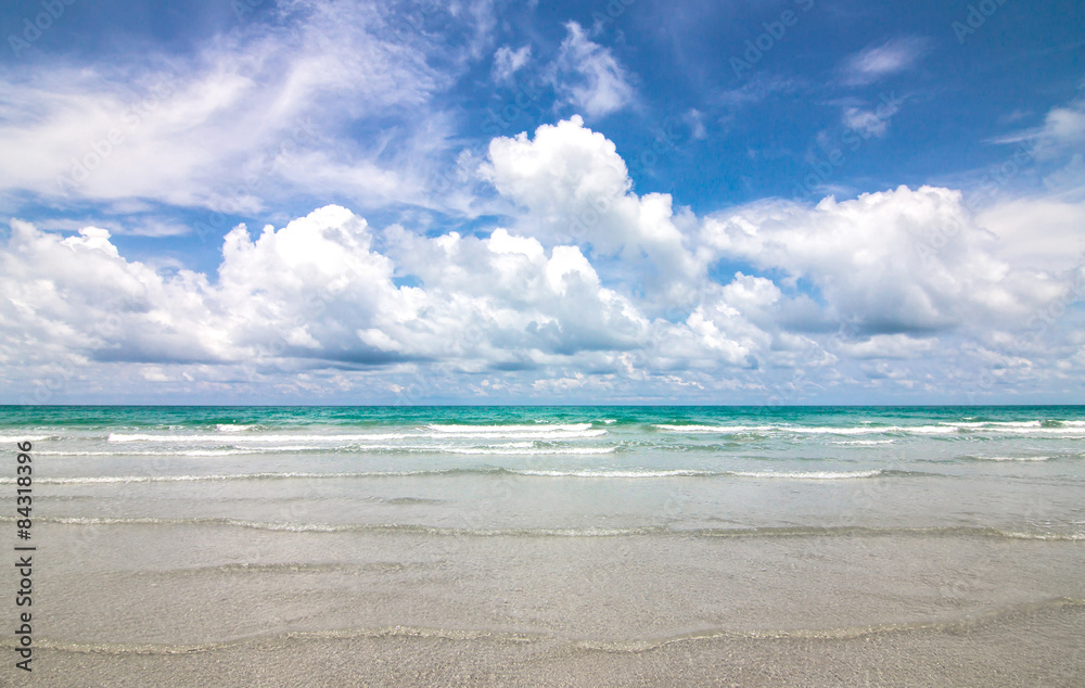 Sea and Blue sky with clouds in sunny day