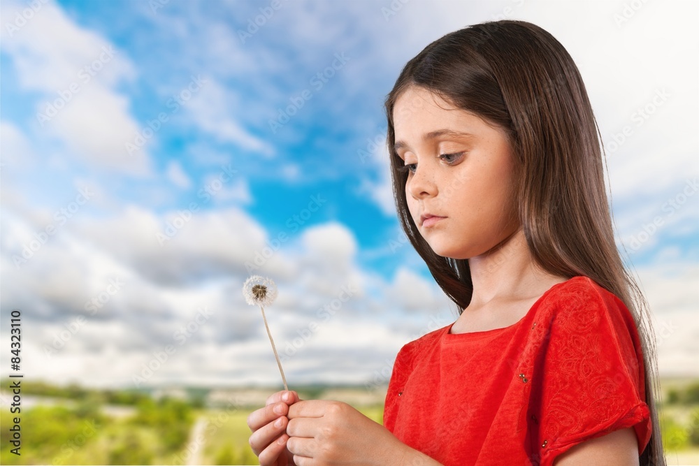 Dandelion, Blowing, Child.